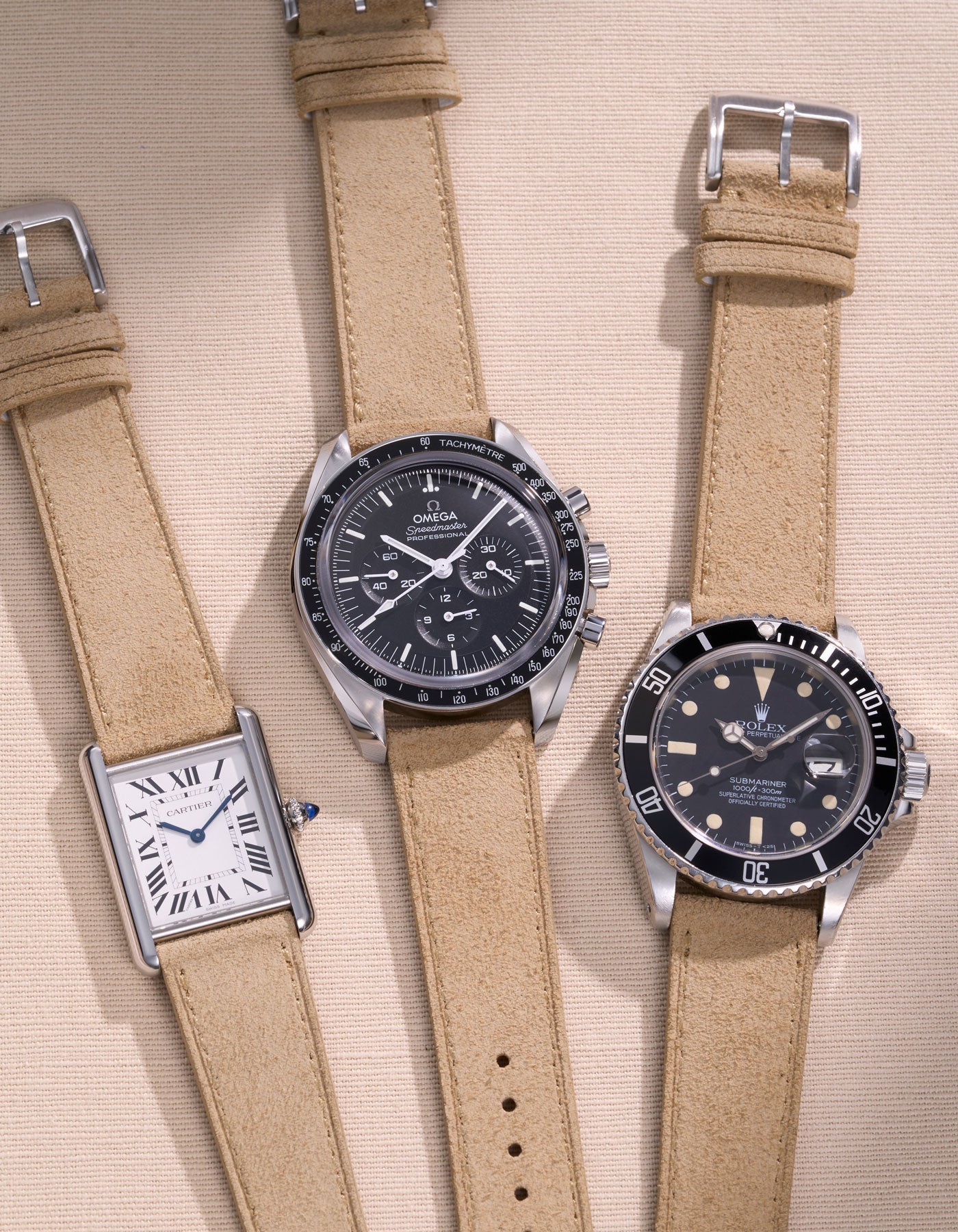 Beige Suede Leather Strap - 17-21mm