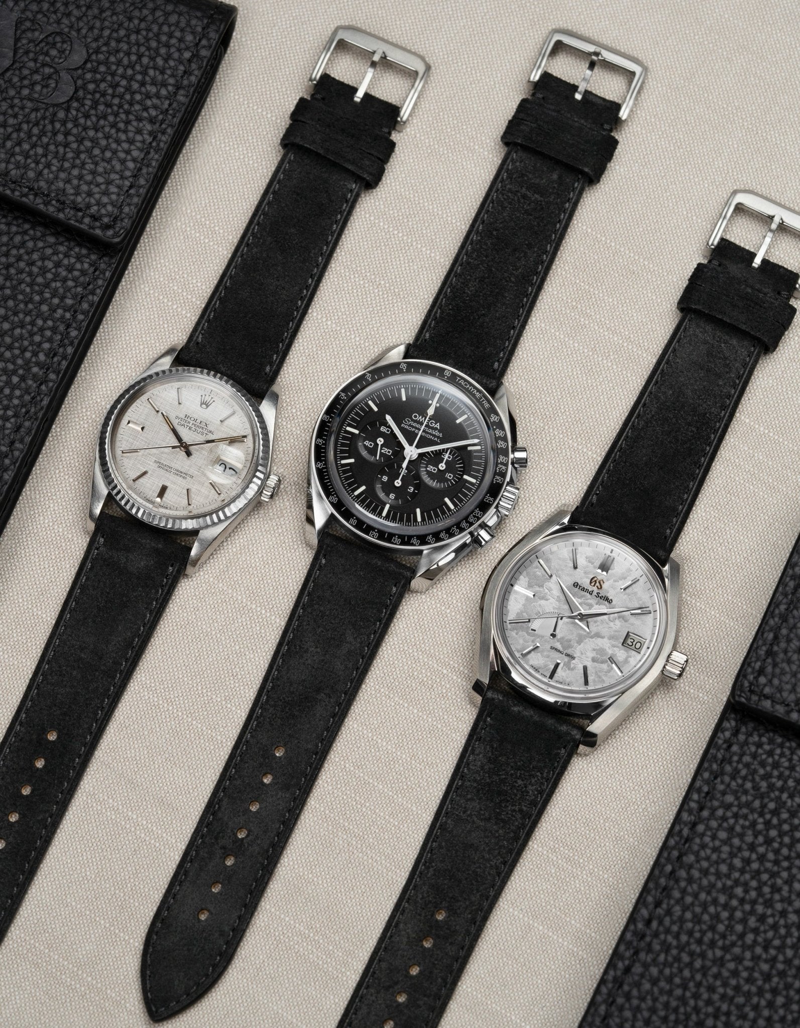 Black Suede Leather Strap - 17-21mm
