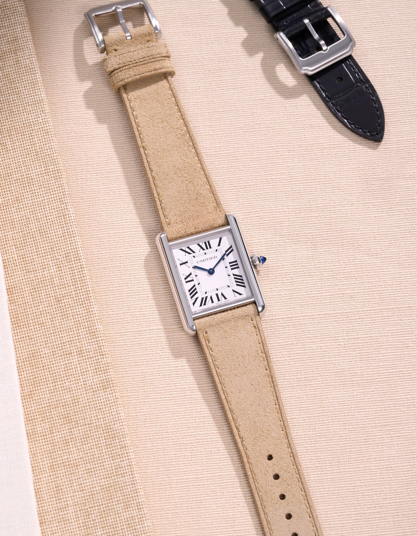 Beige Suede Leather Strap - 17-21mm