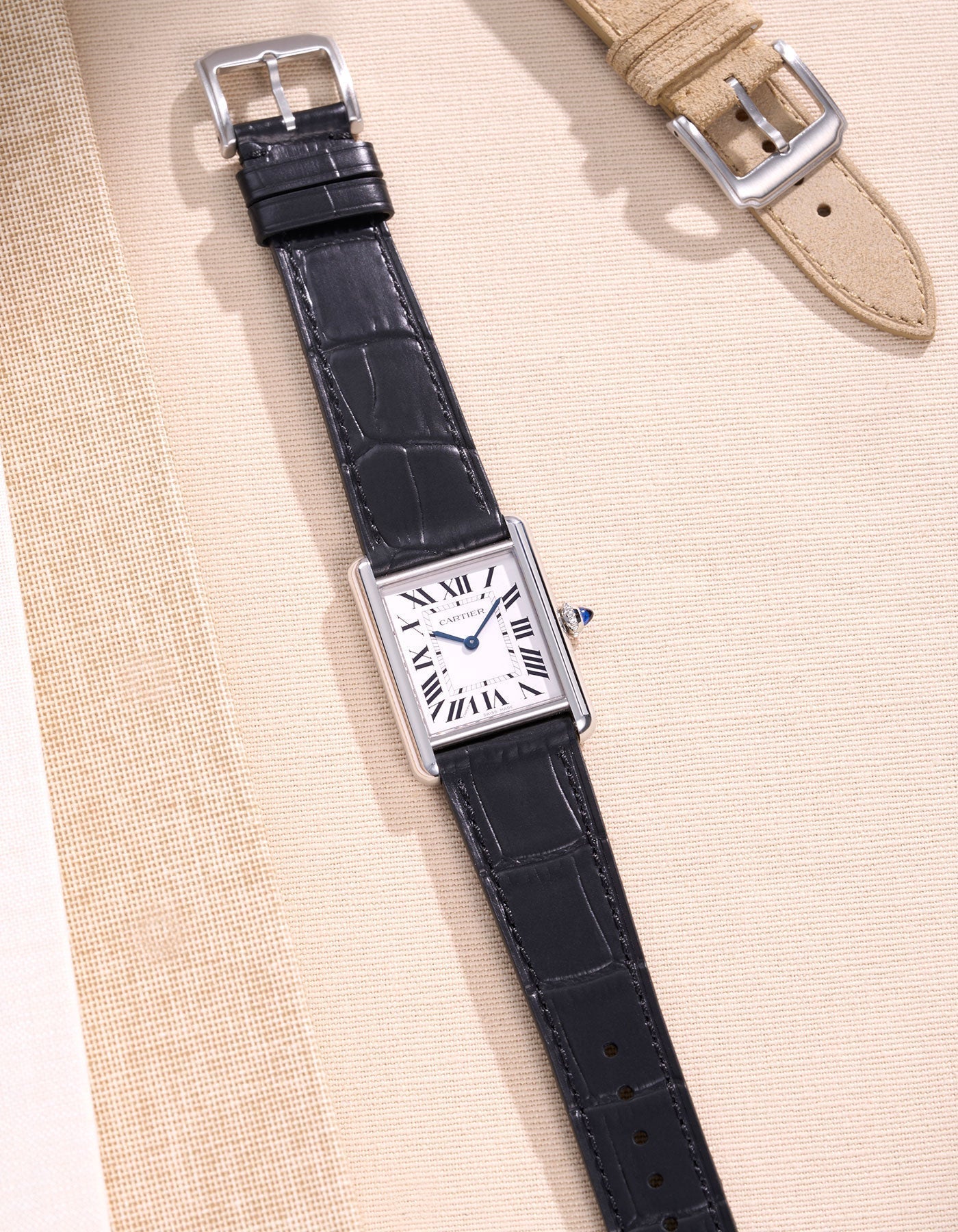 Black Embossed Alligator Leather Strap 18mm-21mm