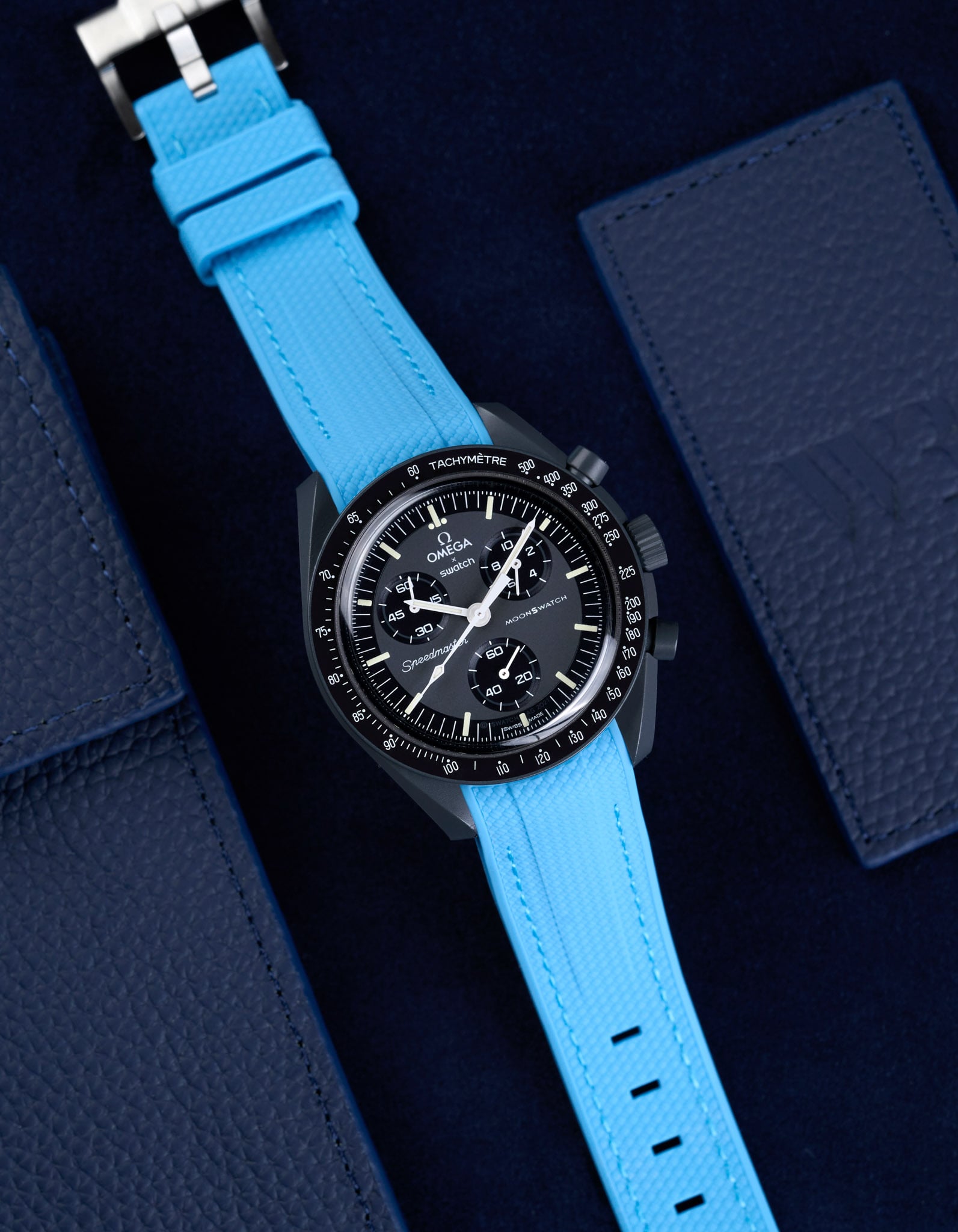 Curved Vertech Rubber Strap - Capri Blue
