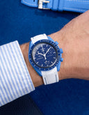 Bracelet en caoutchouc Vertech incurvé - Coutures blanches et bleues